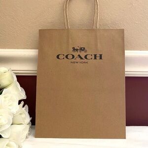 Brand New Size Small Coach Signature Paper Shopping Tote Bag In Brown
